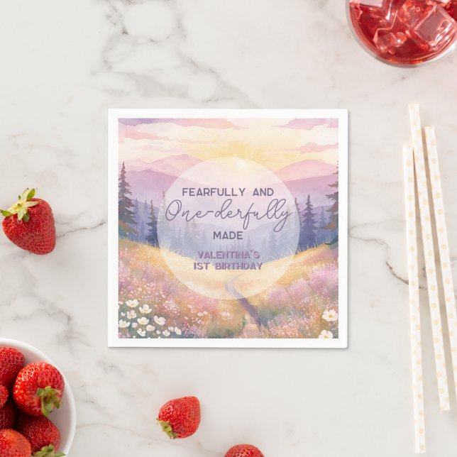 Fearfully and Onederfully Made Girl First Birthday Pappersservett (Insitu)