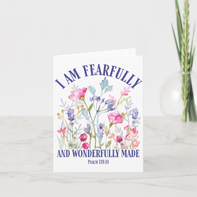 Fearfully And Wonderfully Made Floral Christian Bi Kort (Framsida)