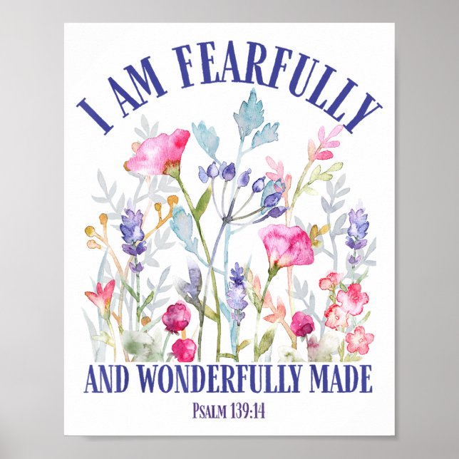 Fearfully And Wonderfully Made Floral Christian Bi Poster (Framsidan)