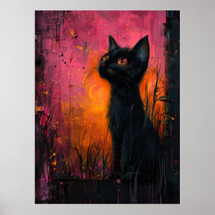 Fearless Animal under Moonlight Art Poster