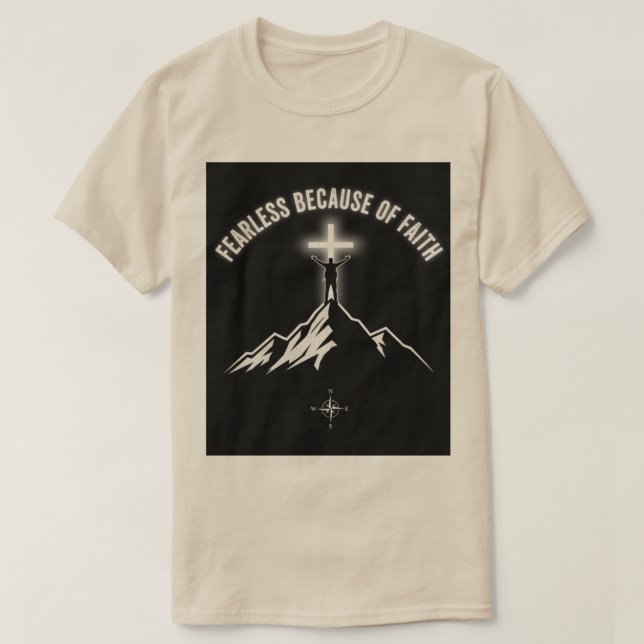 Fearless Because of Faith Christian Men’s T-Shirt (Design framsida)