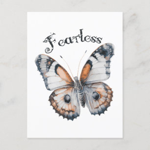 Fearless Butterfly Watercolor Graphics Design, Fru Vykort