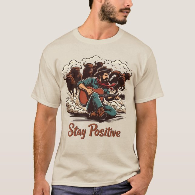 Fearless Cowboy: Retro Western Tecknad Art T Shirt (Framsida)
