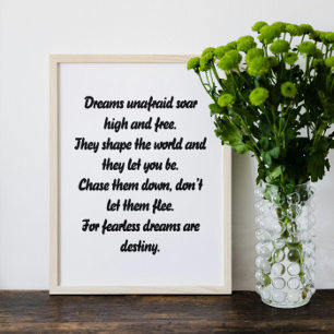 Fearless Dreams inspirerande mini-dikt Poster