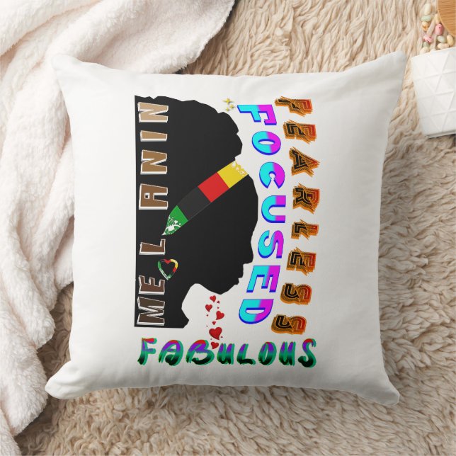 Fearless Focused Fabulous Melanin Kudde (Filt)