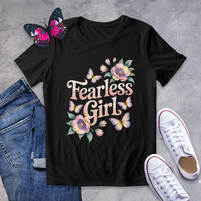 Fearless Girl Butterfly and Blommigt Shirt T (Skapare uppladdad)