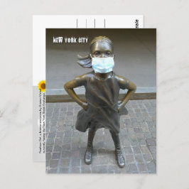 Fearless Girl klädd en ansikte mask- V vykort