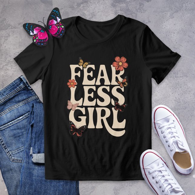 Fearless Girl Retro Butterfly Shirt T Shirt (Skapare uppladdad)