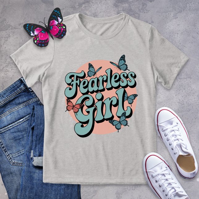 Fearless Girl Retro Circle Butterfly Shirt T (Skapare uppladdad)