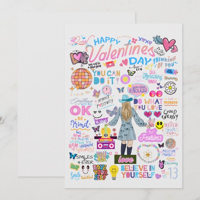 FEARLESS GIRL VALENTINE'S CARDS  TACK KORT (Fram/baksida)