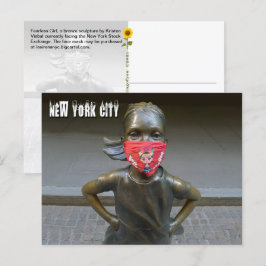 Fearless Girl w/embroized mask, NYC - H vycard Vykort