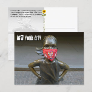 Fearless Girl w/embroized mask, NYC - H vycard Vykort