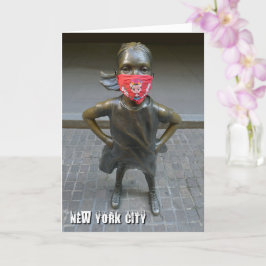 Fearless Girl w/embroized mask, NYC - V-kort Kort
