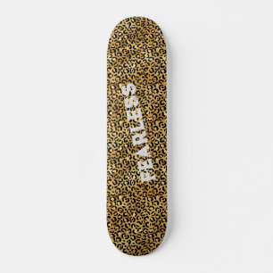 FEARLESS Guld Black Leopard Vild Djurutskrift Mini Skateboard Bräda 18,5 Cm