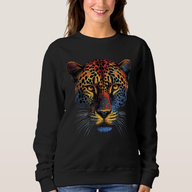 Fearless Jaguar Face Big Cat Lover Print Art Graph T Shirt (Framsida)