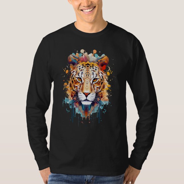 Fearless Jaguar Face Big Cat Lover Print Art Graph T Shirt (Framsida)