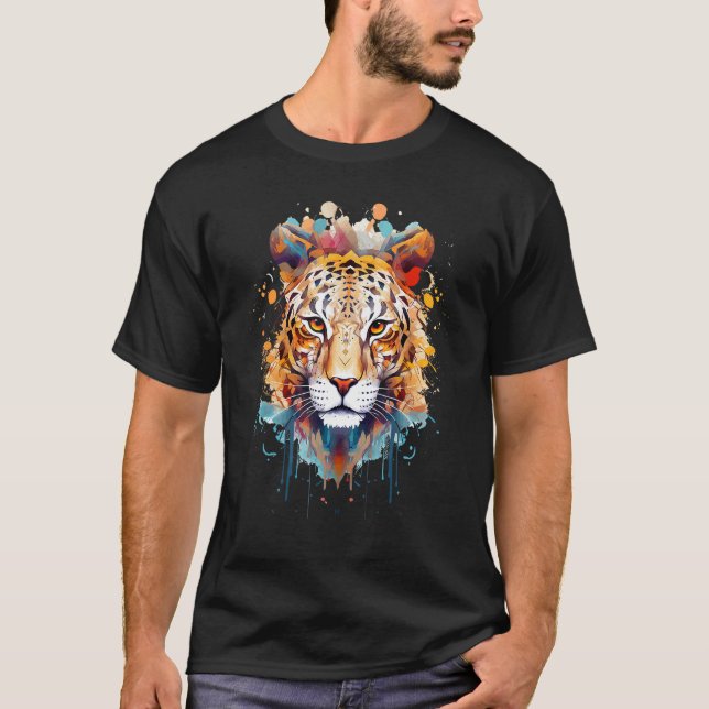 Fearless Jaguar Face Big Cat Lover Print Art Graph T Shirt (Framsida)