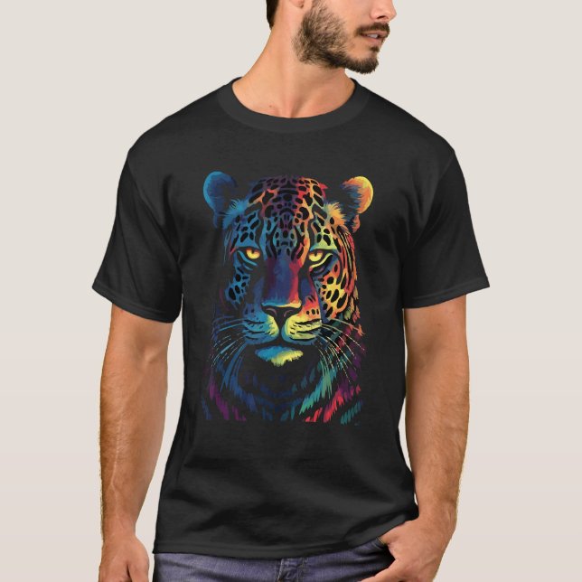 Fearless Jaguar Face Big Cat  Print Graphic Design T Shirt (Framsida)