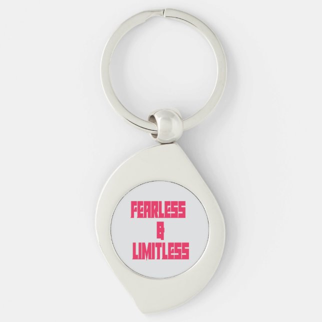 Fearless & Limitless  Swirl Silverfärgad Nyckelring (Framsidan)