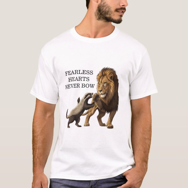 Fearless Lion T-Shirt – Bold Spirit, Brave Heart (Framsida)