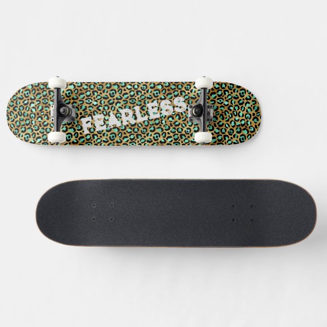 FEARLESS Ljust grönt Leopard Vild Djurutskrift Mini Skateboard Bräda 18,5 Cm (Horz)