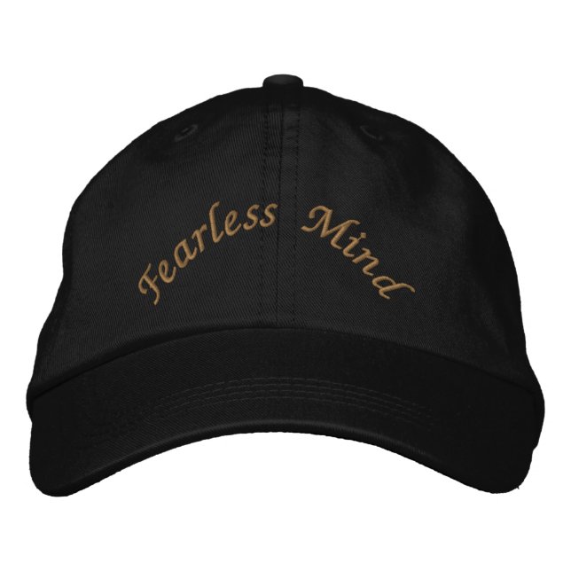 Fearless Mind Classic Black Motivational-Hat Style Broderad Keps (Framsida)