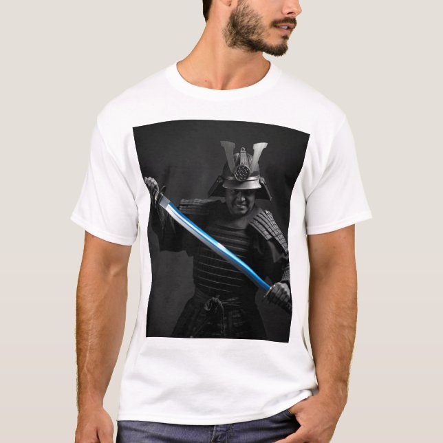 Fearless Samurai Warrior - Charcol Art Honor a T Shirt (Framsida)