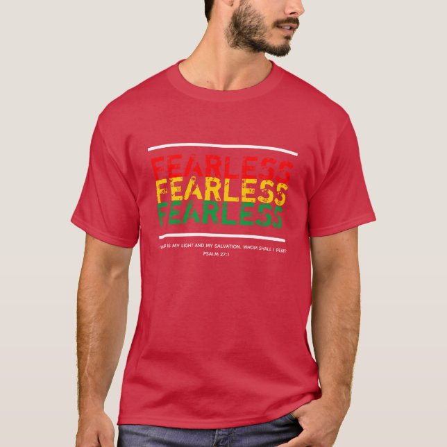 FEARLESS Scripture Christian PSALM 27 Burgundy T Shirt (Framsida)