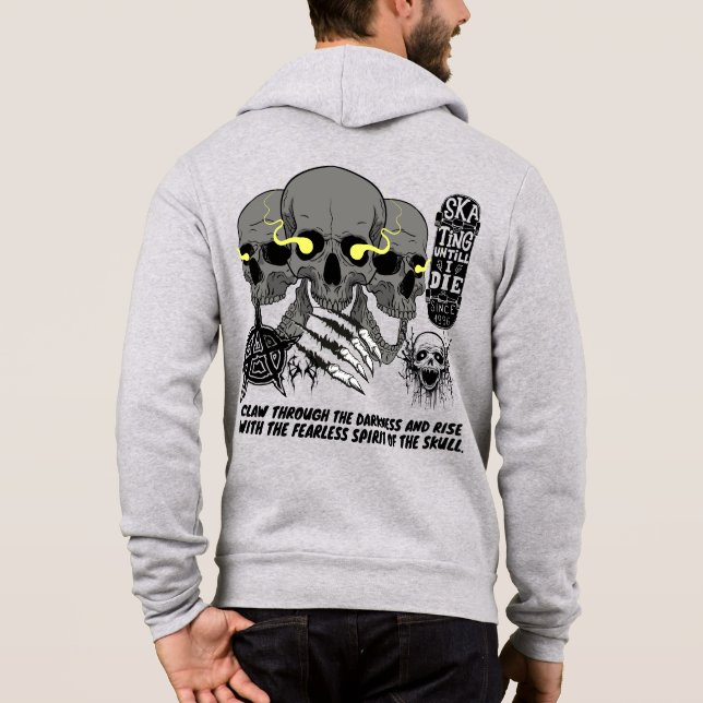Fearless Skull Klo Hoodie - Gothic Streetwear T Shirt (Baksida)