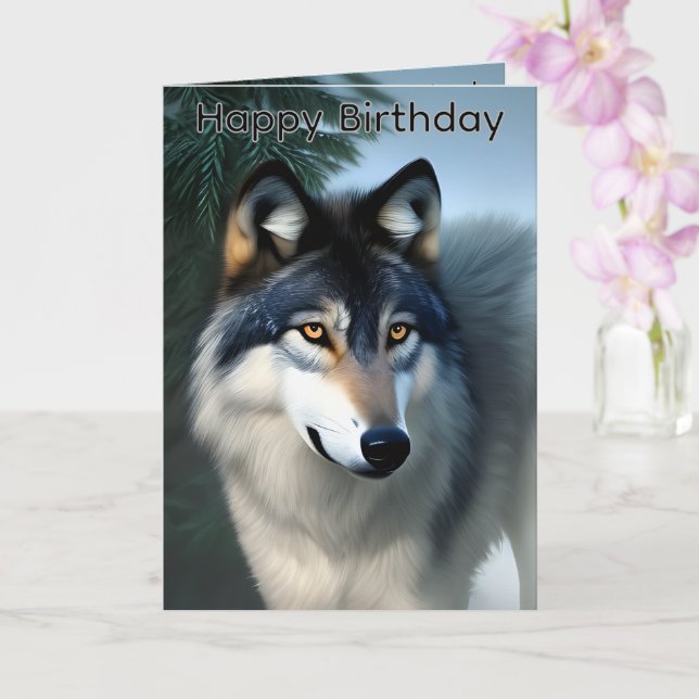 Fearless The Arctic Wolf, Födelsedagskort Kort (Orkide)