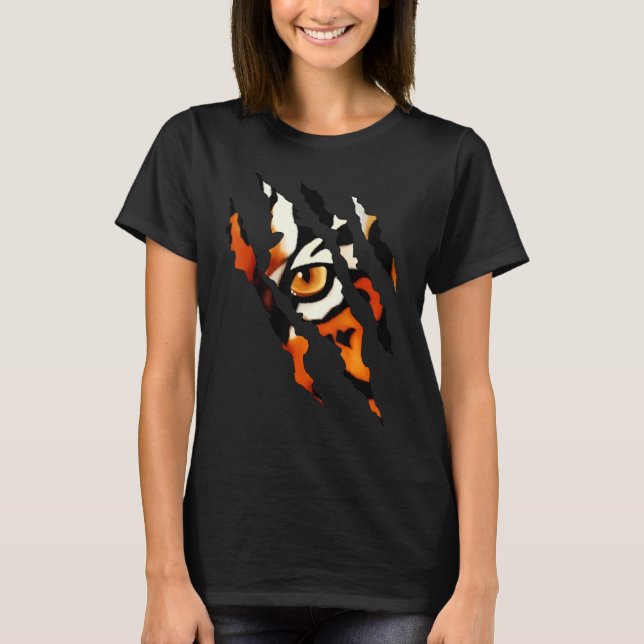 Fearless Tiger Cat Eye Claw Silhouette T Shirt (Framsida)