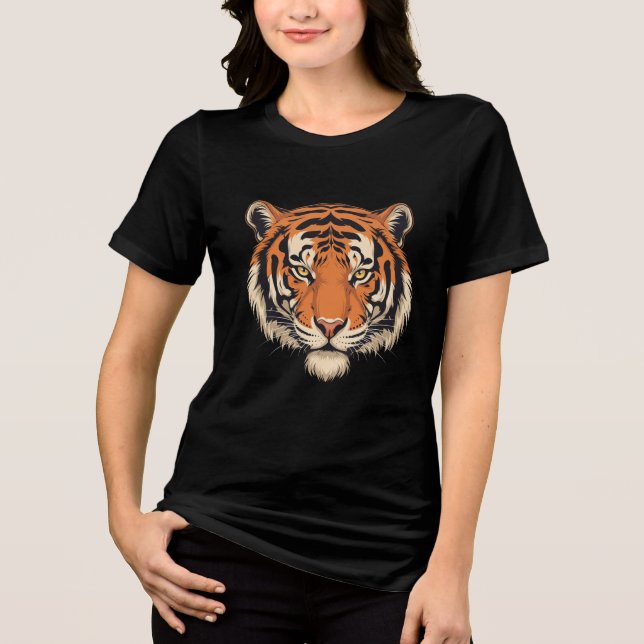 Fearless Tiger Head T-Shirt Design - Fet Vild Ani (Framsida)
