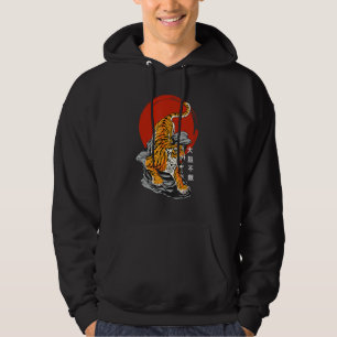 Fearless Tiger & Stigning Sol - Japansk konst & Ka Hoodie