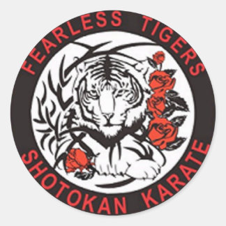 Fearless Tigers Shotokan Karate Logotyp Sticker Runt Klistermärke