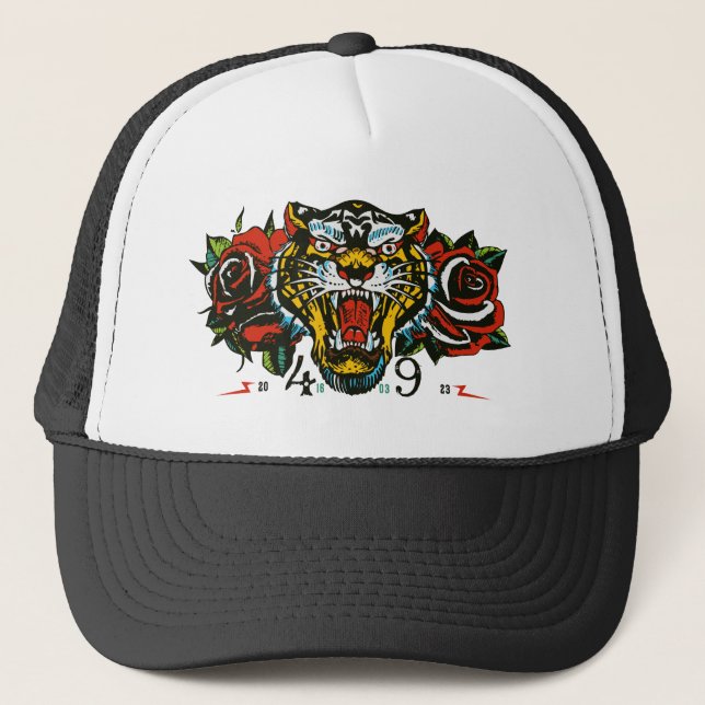 fearless wild soul tigre tattoo rose fleur keps (Framsida)