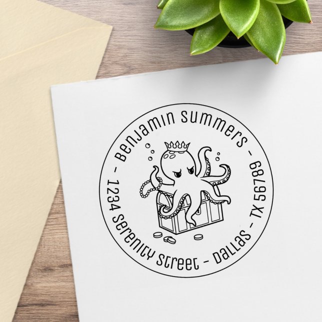 Fearsome Octopus Guarding Treasure Adress Stämpel (Skapare uppladdad)