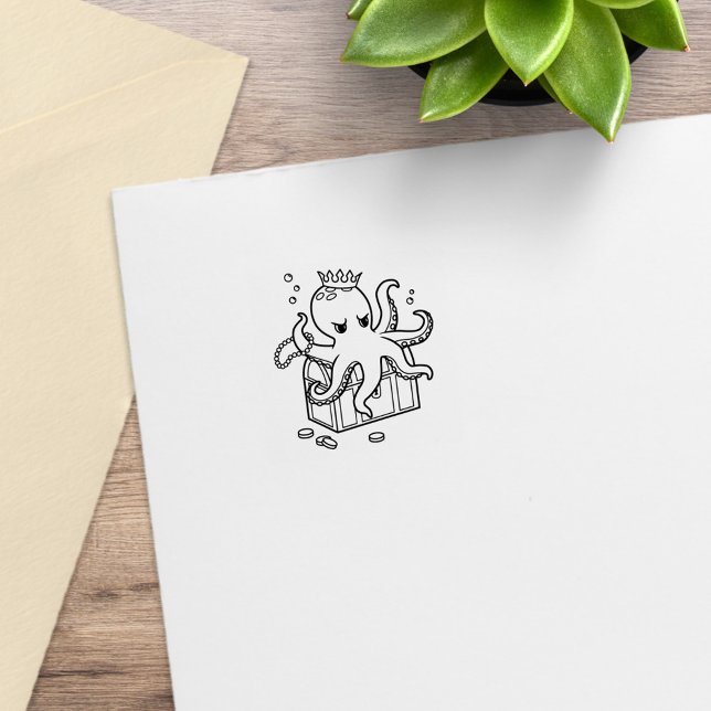 Fearsome Octopus Guarding Treasure Chest 2 Stämpel (Skapare uppladdad)