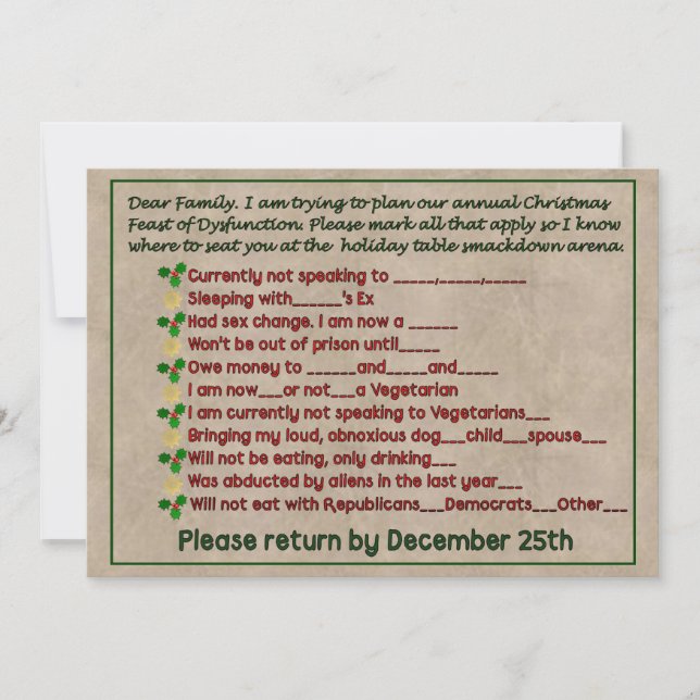 Feast av dysfunktion inbjudningar (Framsida)