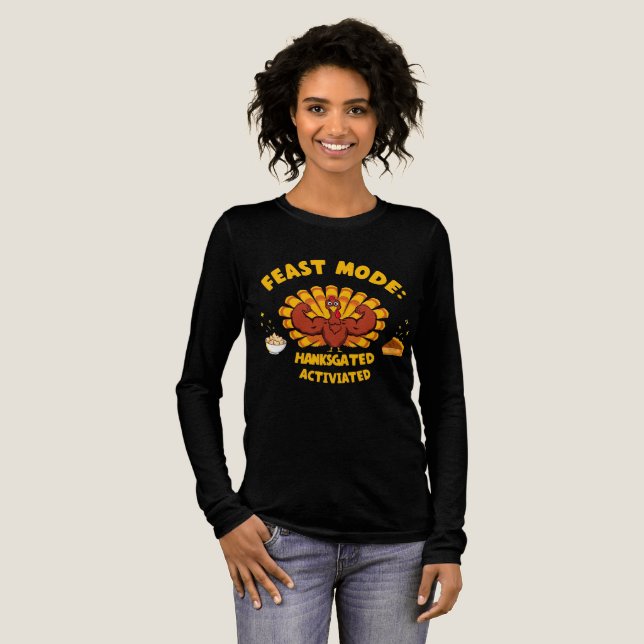 Feast Mode Activated Funny Thanksgiving Turkey Gym T Shirt (Hel framsida)