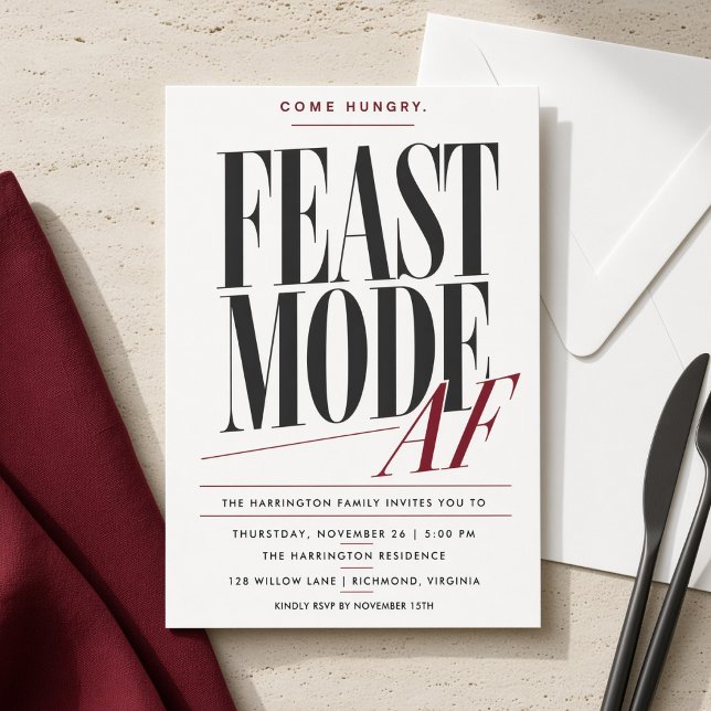 Feast Mode AF Thanksgiving-middagsparty Inbjudningar (Skapare uppladdad)