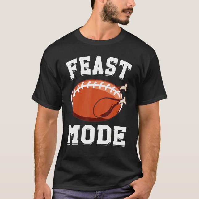 Feast Mode Football Turkey  Thanksgiving  Men Boys T Shirt (Framsida)