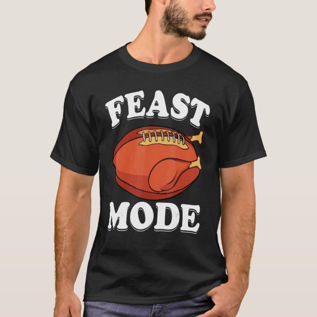 Feast Mode Football Turkey  Thanksgiving  Men Boys T Shirt (Framsida)