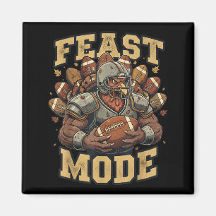 Feast Mode Kalkon Fotboll Thanksgiving Rolig Vint Magnet