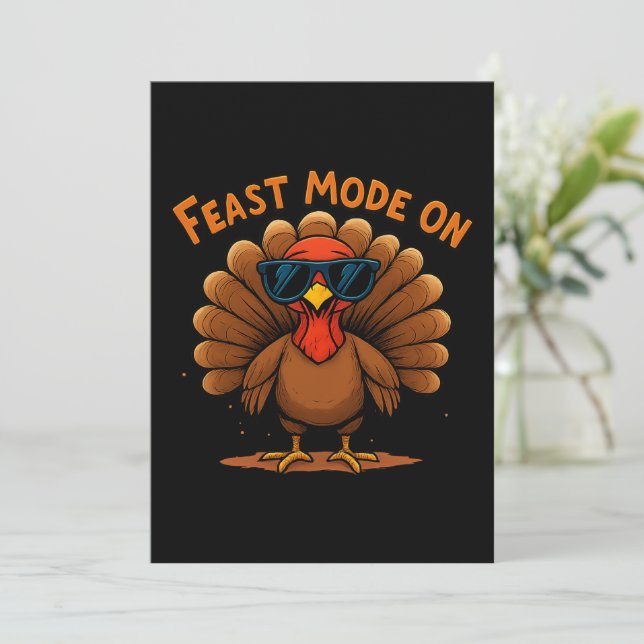 Feast Mode On Thanksgiving Card Julkort (Stående Fram)