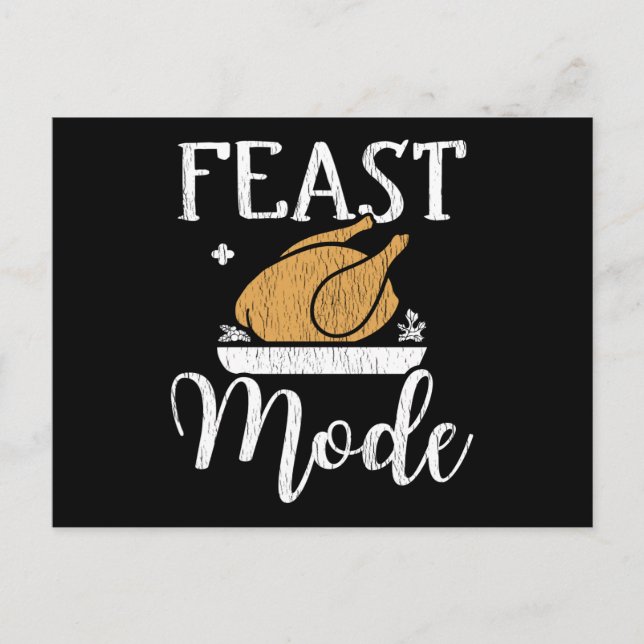 Feast Mode Script Snygg Thanksgiving Kyckling Midd Vykort (Framsida)