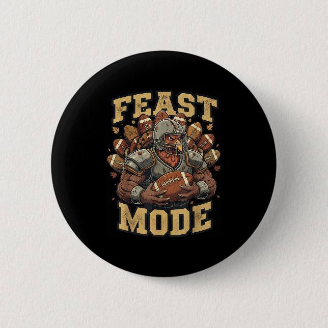 Feast Mode Turkey Football Thanksgiving Funny Vint Knapp (Framsida)