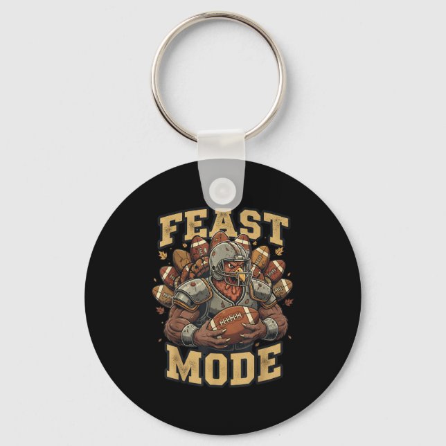 Feast Mode Turkey Football Thanksgiving Funny Vint Nyckelring (Framsida)
