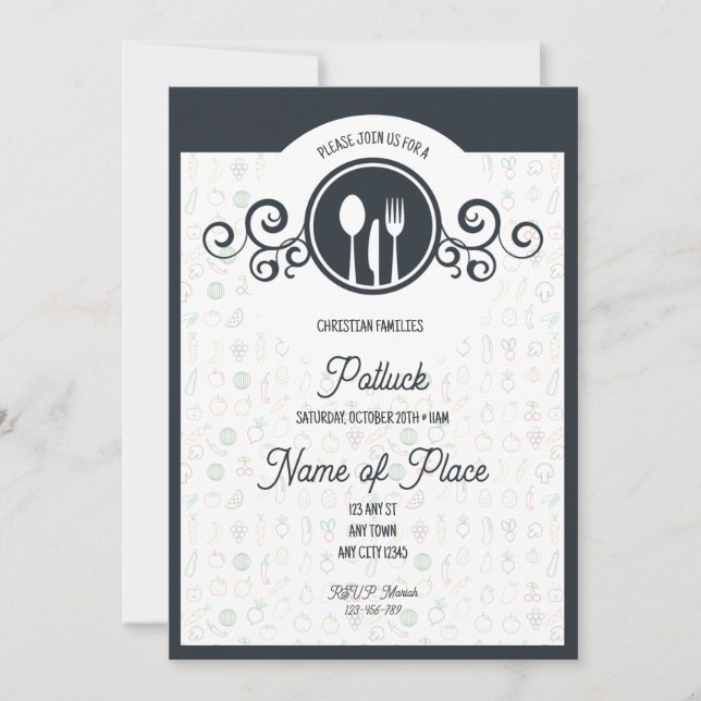 Feast of Faith Family Potluck Invitation Inbjudningar (Framsida)