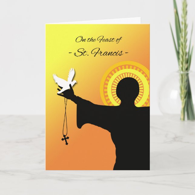 Feast of St. Francis Greeting Card, Silhouette Kort (Framsida)