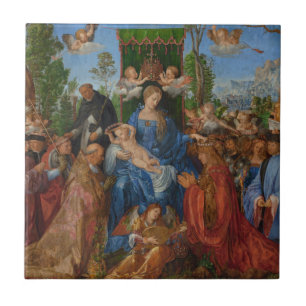 Feast of the Ro Garlands, 1506 (olja på trä) Kakelplatta